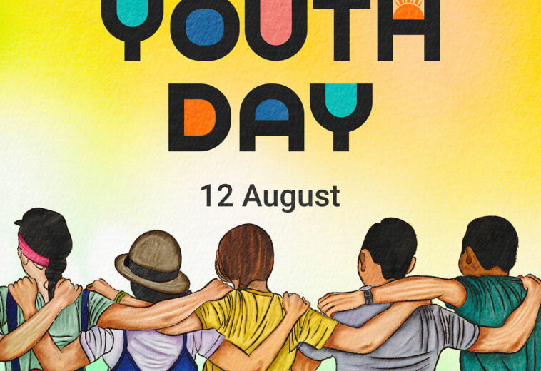 Hand Drawn Watercolor Illustration of International Youth Day 12th August