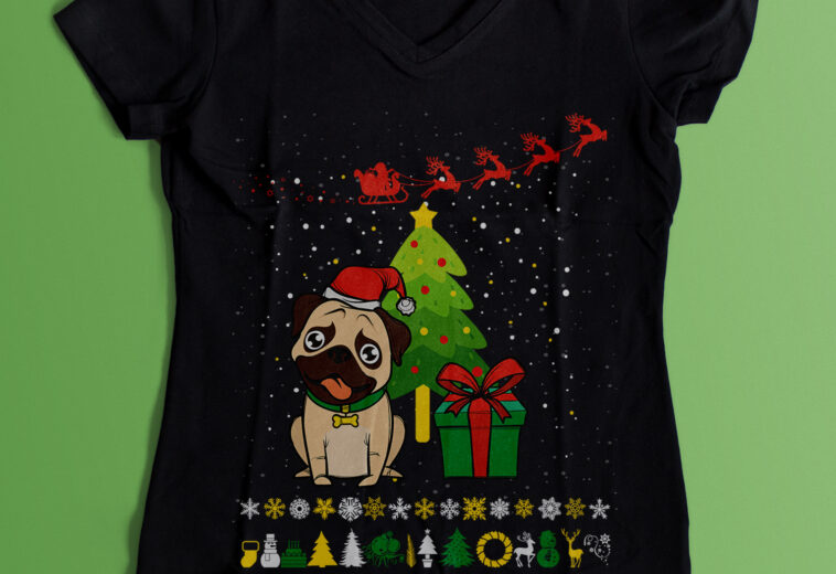 T-Shirt Design for Christmas and Dog Niche