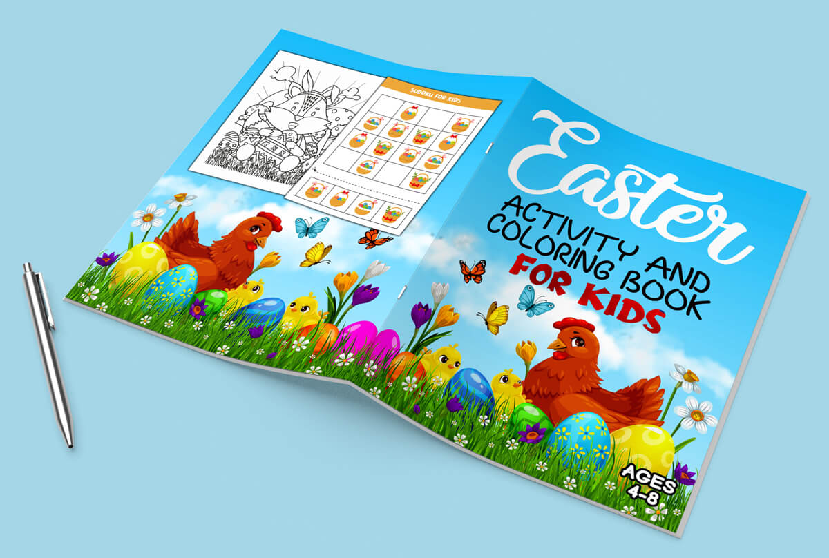 Easter Activity and Coloring Book Cover Design for KDP