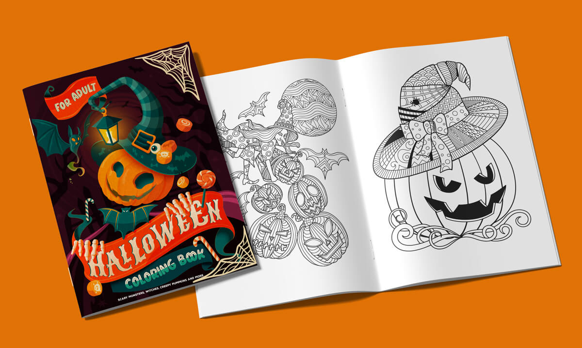 Halloween Coloring Book Cover Design for KDP