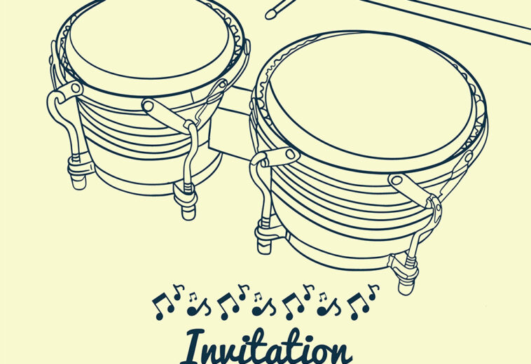 Hand Drawn Invitation Card Template for Music Industry