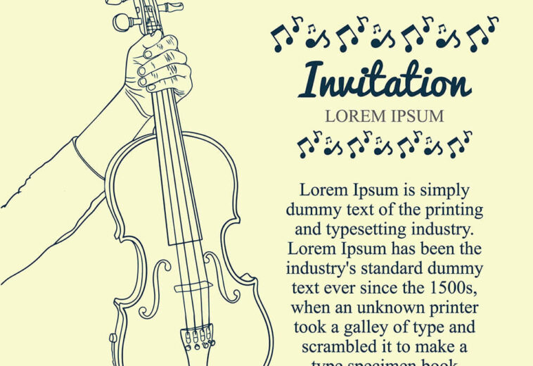 Hand Drawn Music Invitation Card Vector Illustration