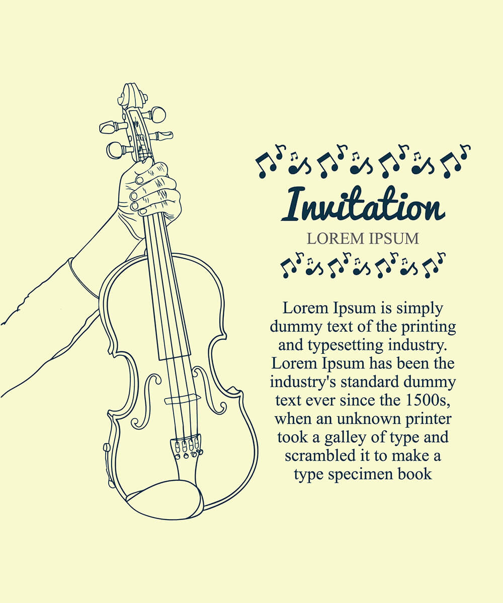 Hand Drawn Music Invitation Card Vector Illustration