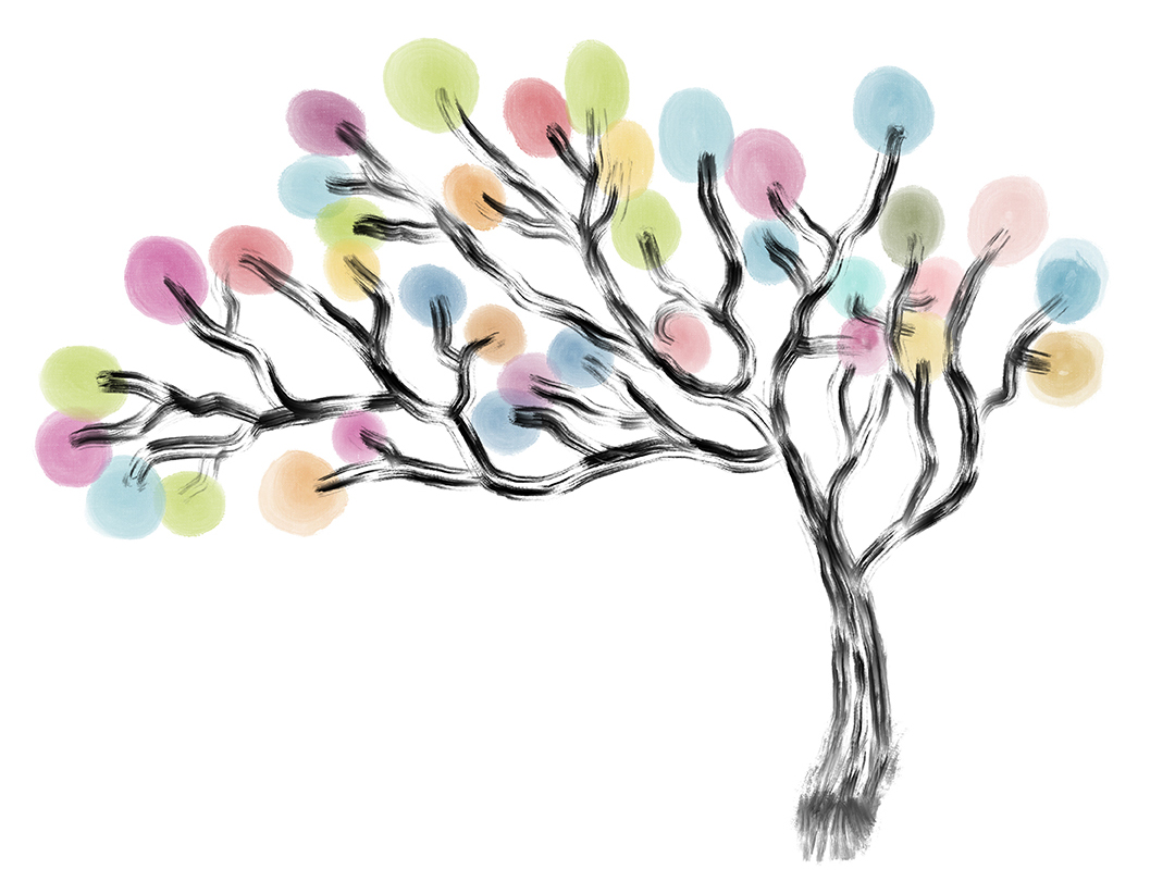 Hand Drawn Colorful Tree Concept Illustration
