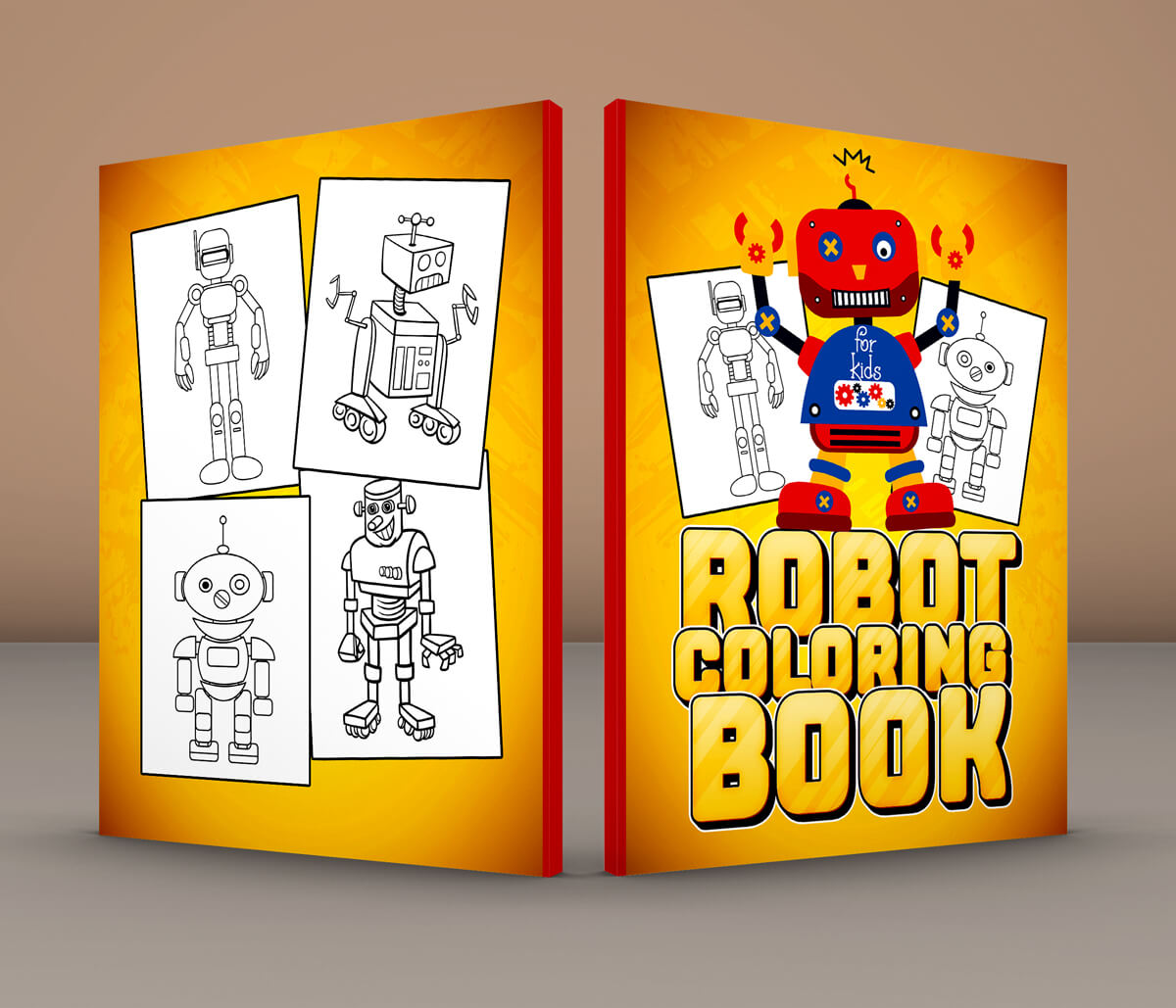 Robot Coloring Book for Kids Cover Design