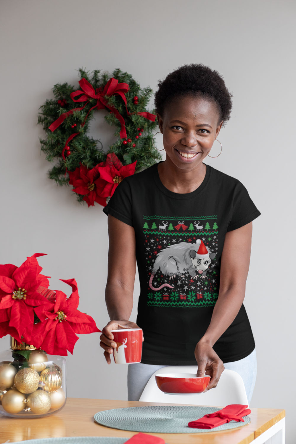 T-Shirt Design for Christmas Opossum Niche