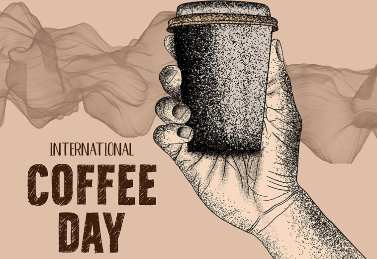 Hand Drawn Stippling Art for Coffee Day
